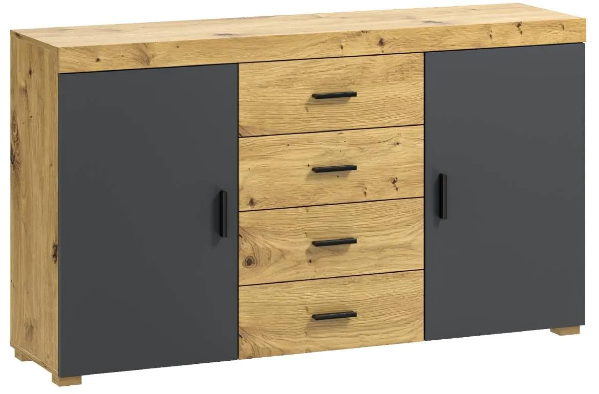 Remos komoda 2 vrata 4 fioke 150x40x85 cm artisan/grafit
