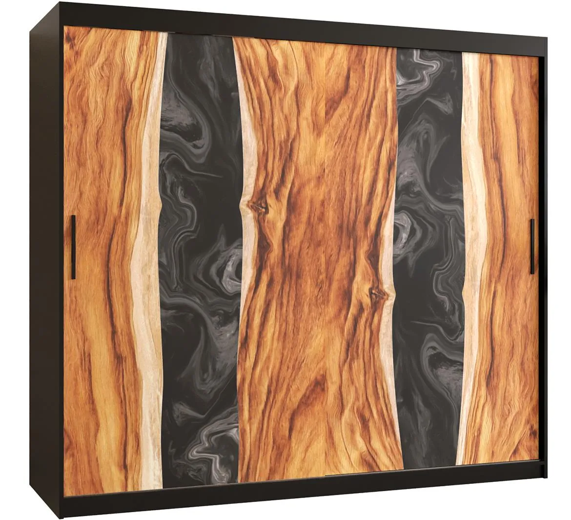 Resin I klizni ormar 2 vrata 200x62x200 cm crni/motiv godova