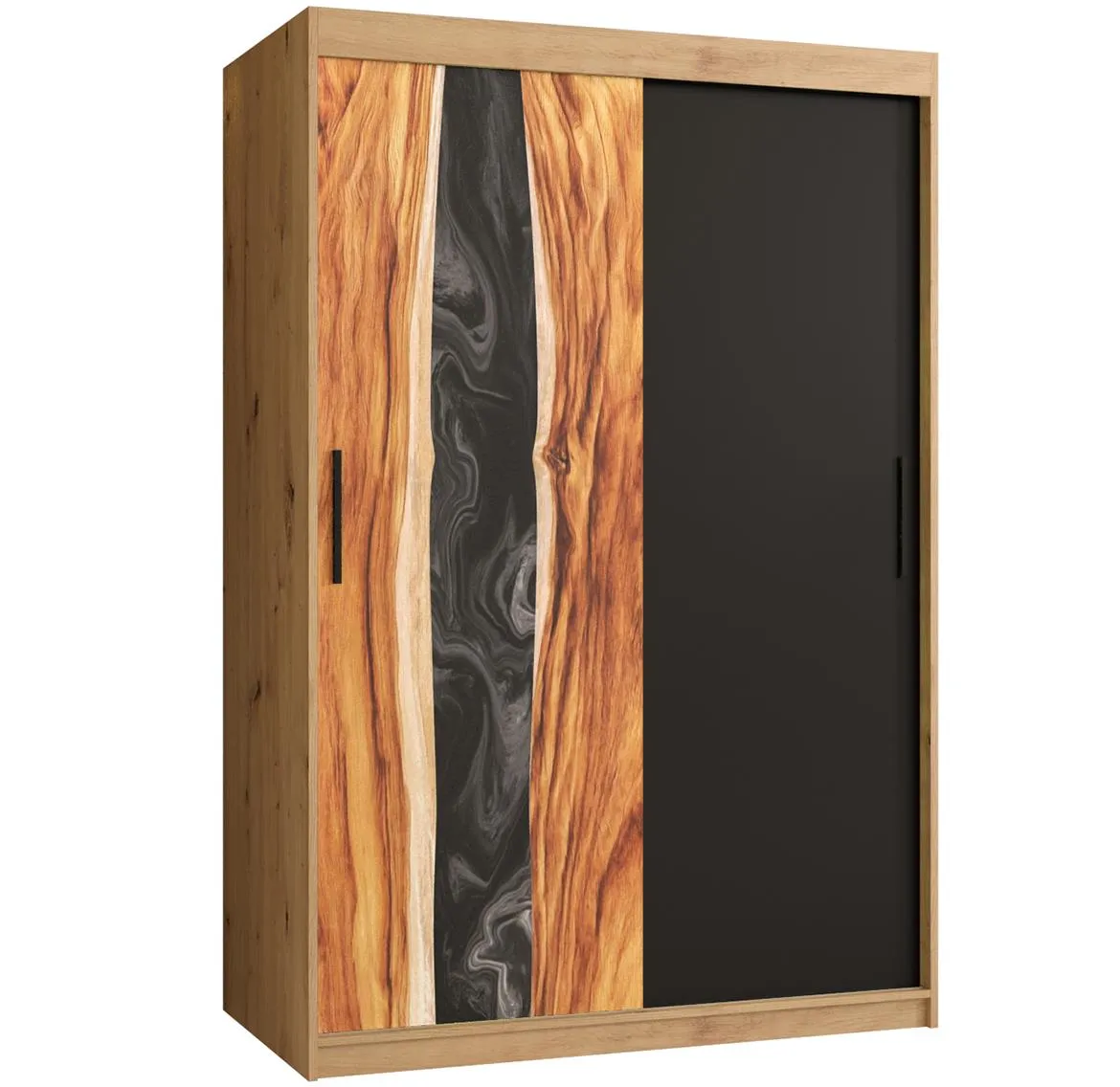 Resin klizni ormar 2 vrata 120x62x200 cm crni/natur (artisan hrast)/motiv godova