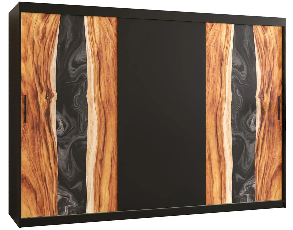Resin klizni ormar 3 vrata 250x62x200 cm crni/motiv godova