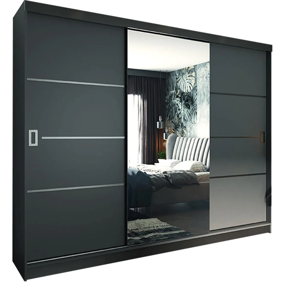 Retro 4L ormar/ogledalo 3 vrata 200x59x205 sivi
