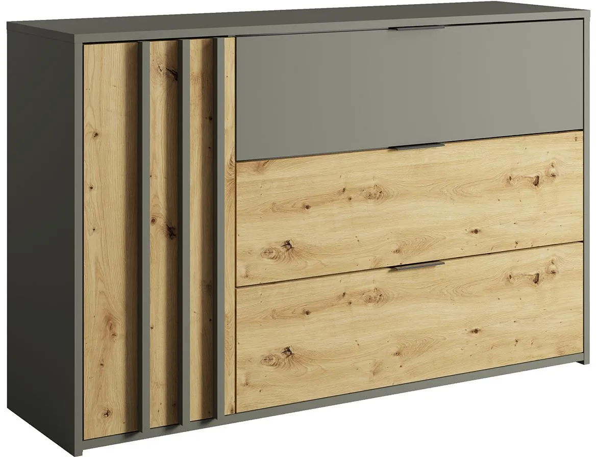 Rimini komoda 1d3sm 125x35x79,5 siva/Artisani hrast