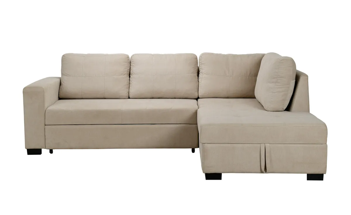River luxe ugaona garnitura sa ležajem i prostorom za odlaganje bež desna 250x175x90 cm