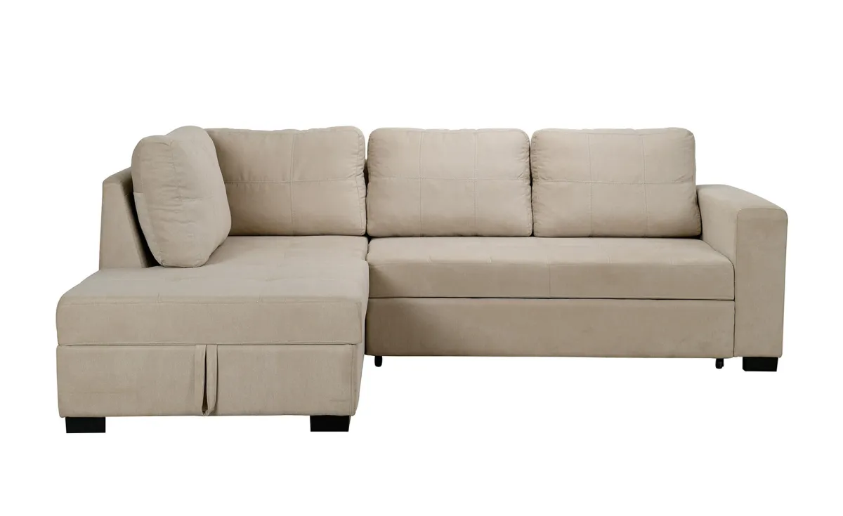 River luxe ugaona garnitura sa ležajem i prostorom za odlaganje bež leva 250x175x90 cm