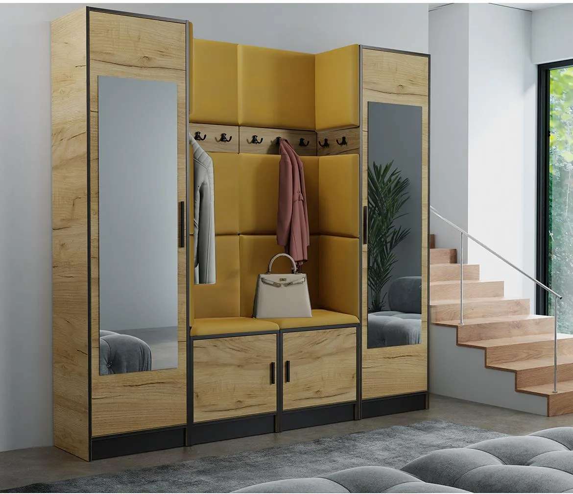 Roj 18+Kronos 01 predsoblje 212,8x39x205 cm hrast/žuto