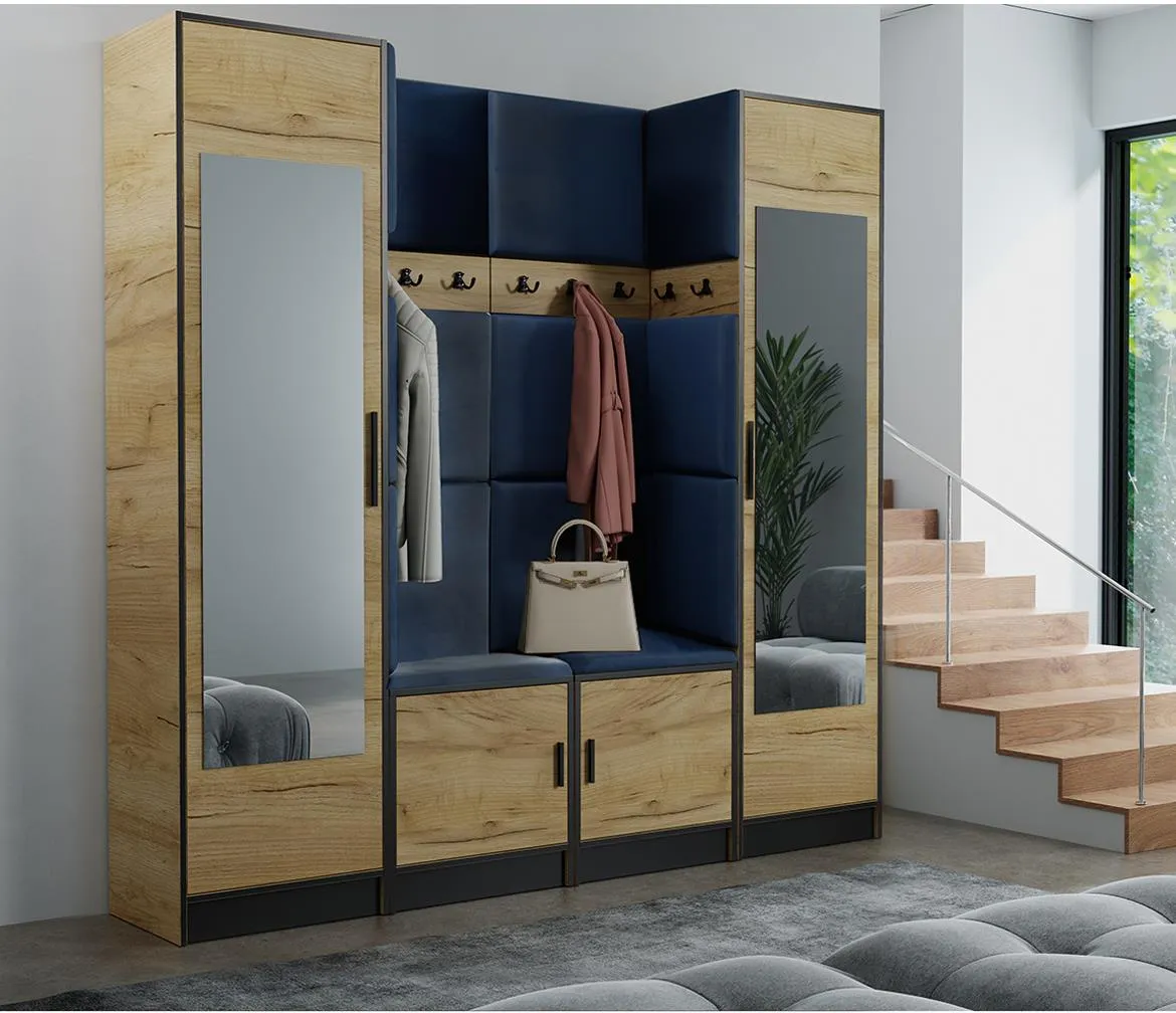 Roj 18+Kronos 09 predsoblje 212,8x39x205 cm hrast/plavo