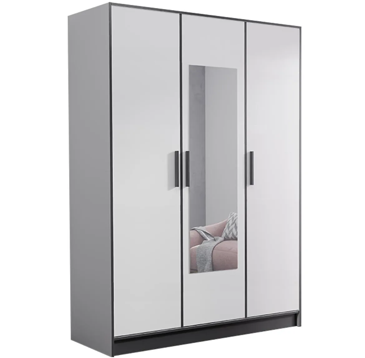 Roj 3D ormar/ogledalo 3 vrata 156,4x39x205 beli