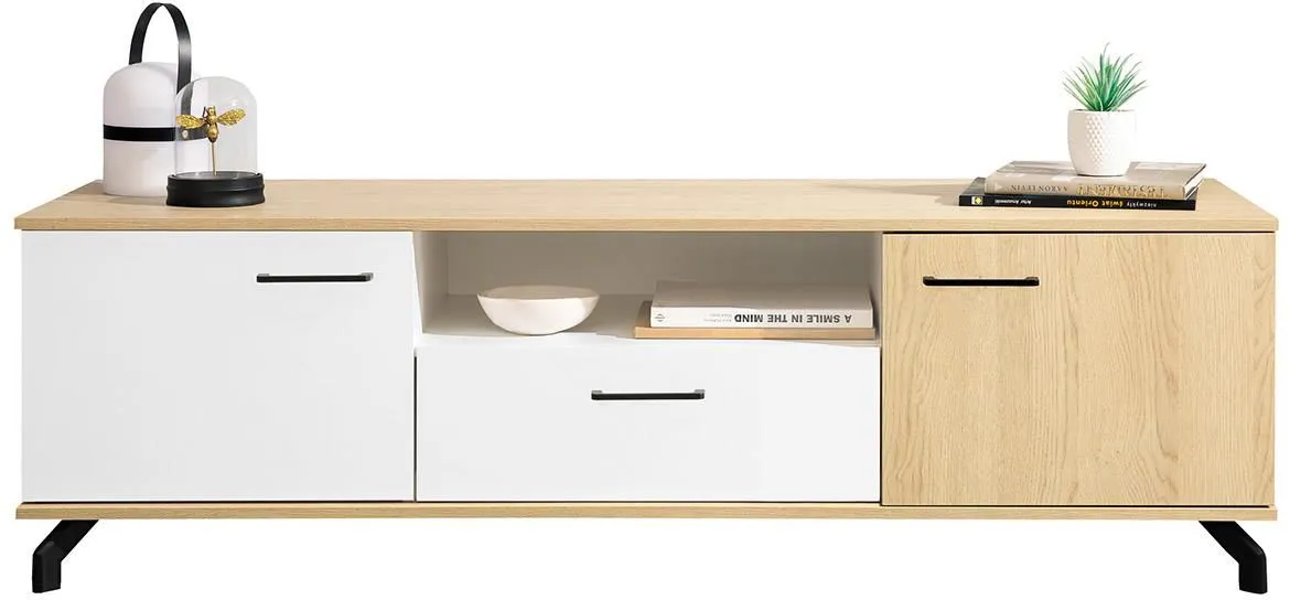 Rtv ormaric Madison Md7 Bijeli Lux / Sunder hrast