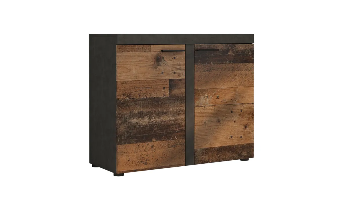 Rumba komoda 2 vrata 97x40x82 cm rustik drvo/tamno siva