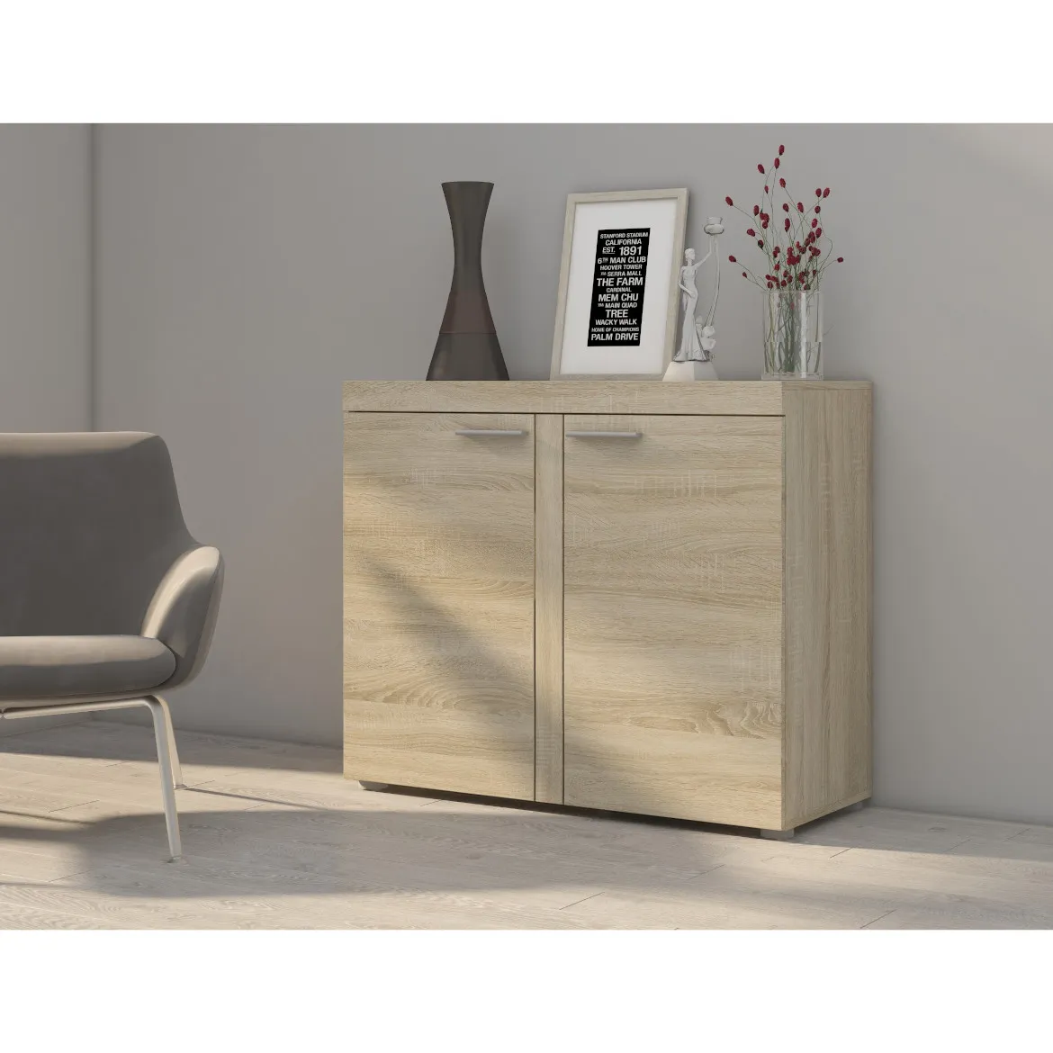 Rumba komoda 2 vrata 97x40x82 natur (sonoma hrast)