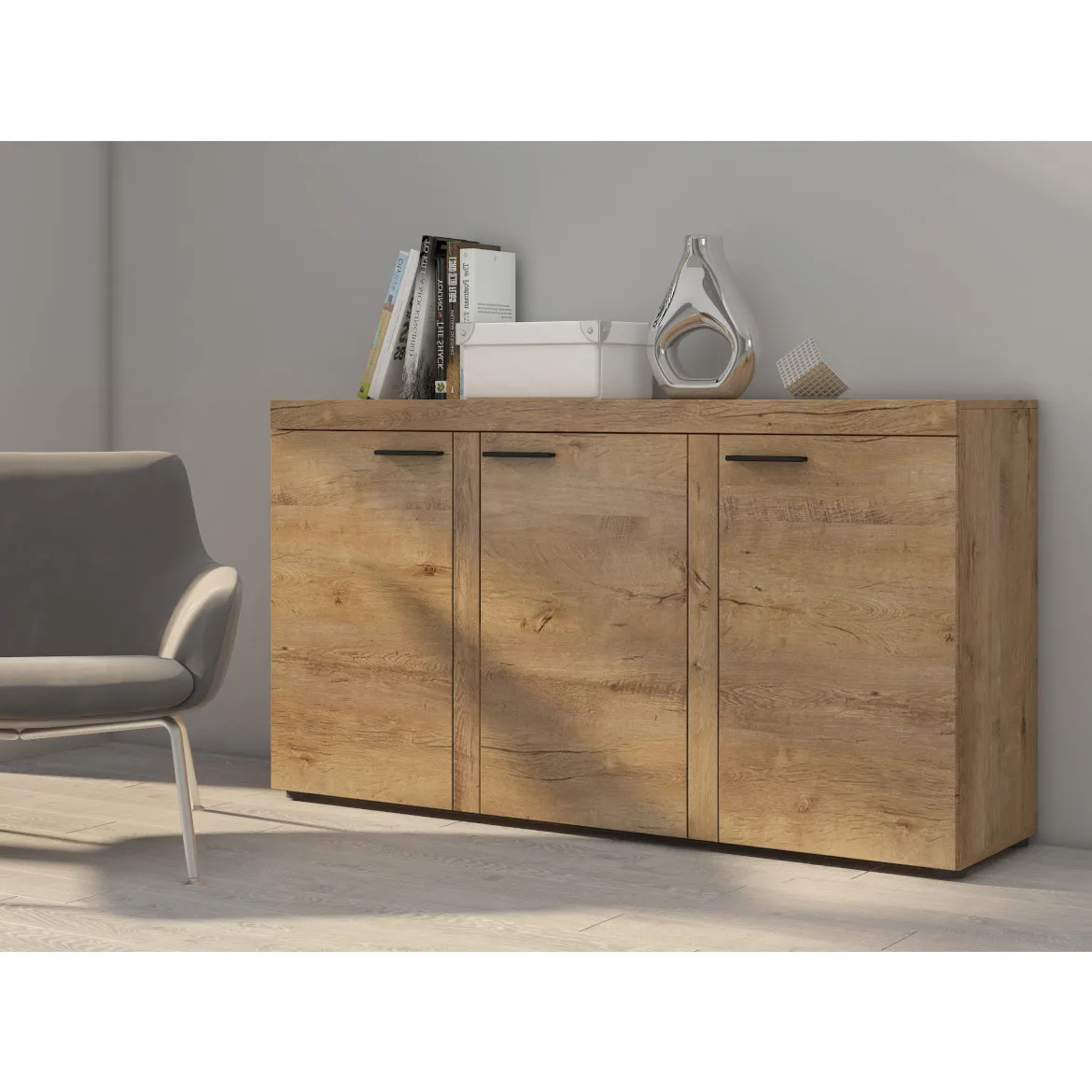 Rumba komoda 3 vrata 149x40x80 tamni hrast