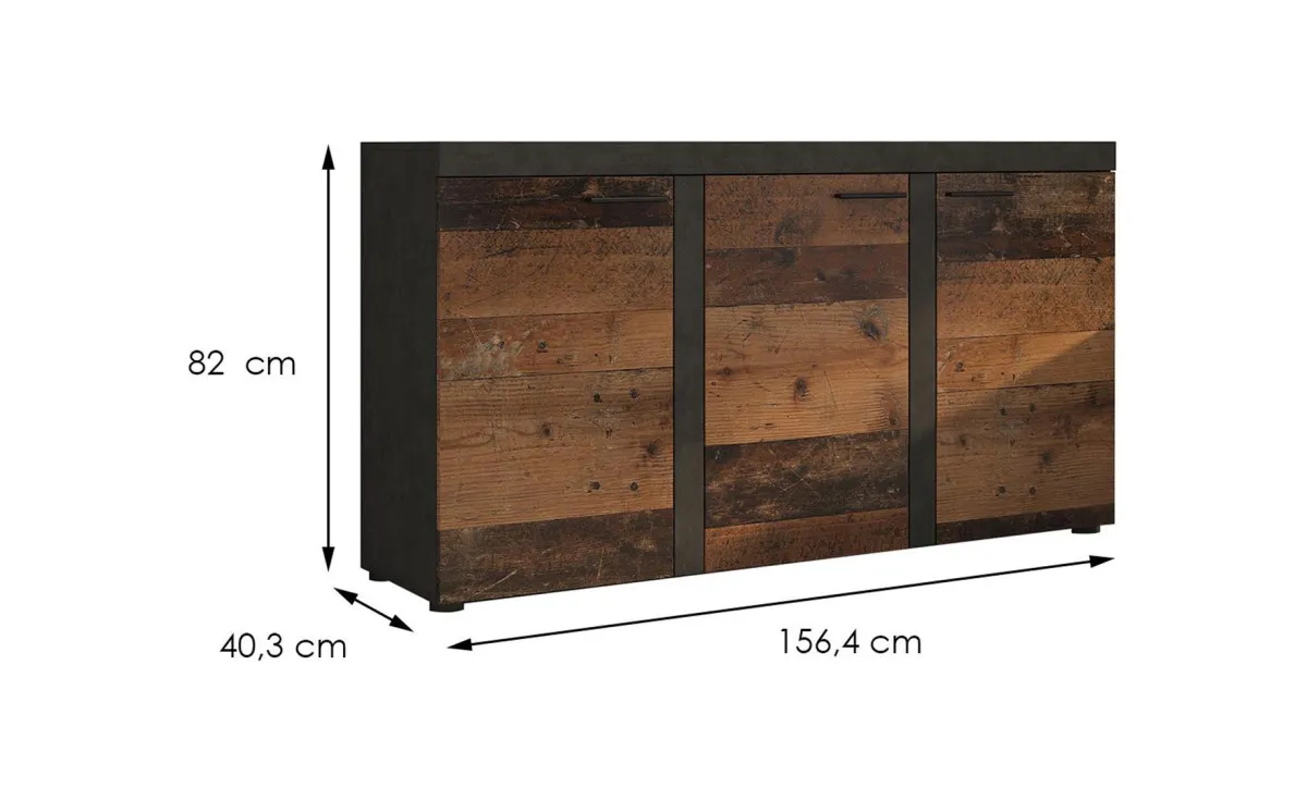 Rumba komoda 3 vrata 149x40x82 cm rustik drvo
