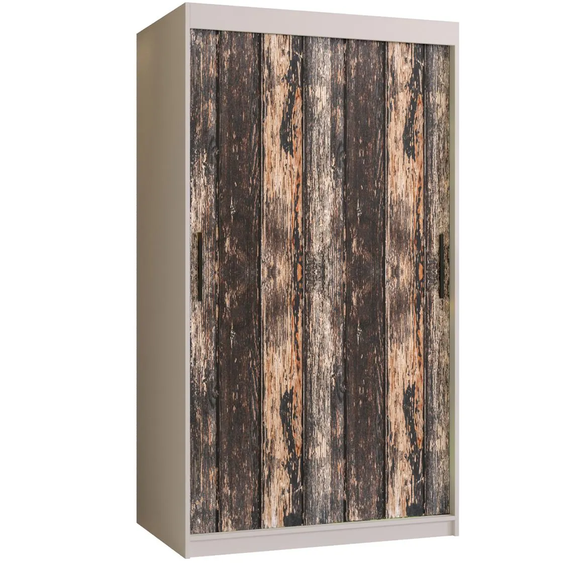 Rustic I klizni ormar 2 vrata 100x62x200 cm rustik drvo/crno/beli