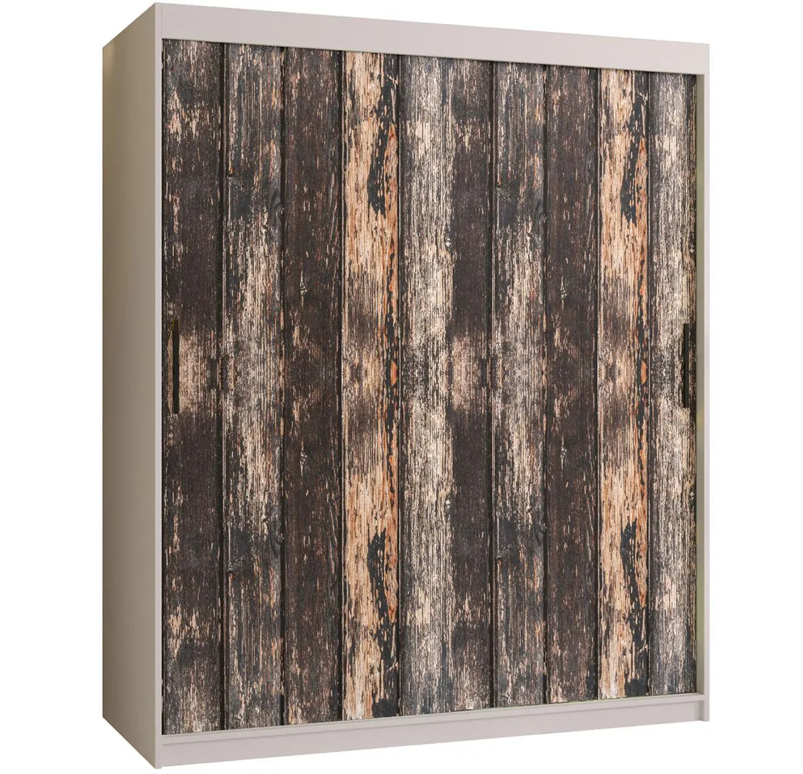 Rustic I klizni ormar 2 vrata 150x62x200 cm rustik drvo/crno/beli