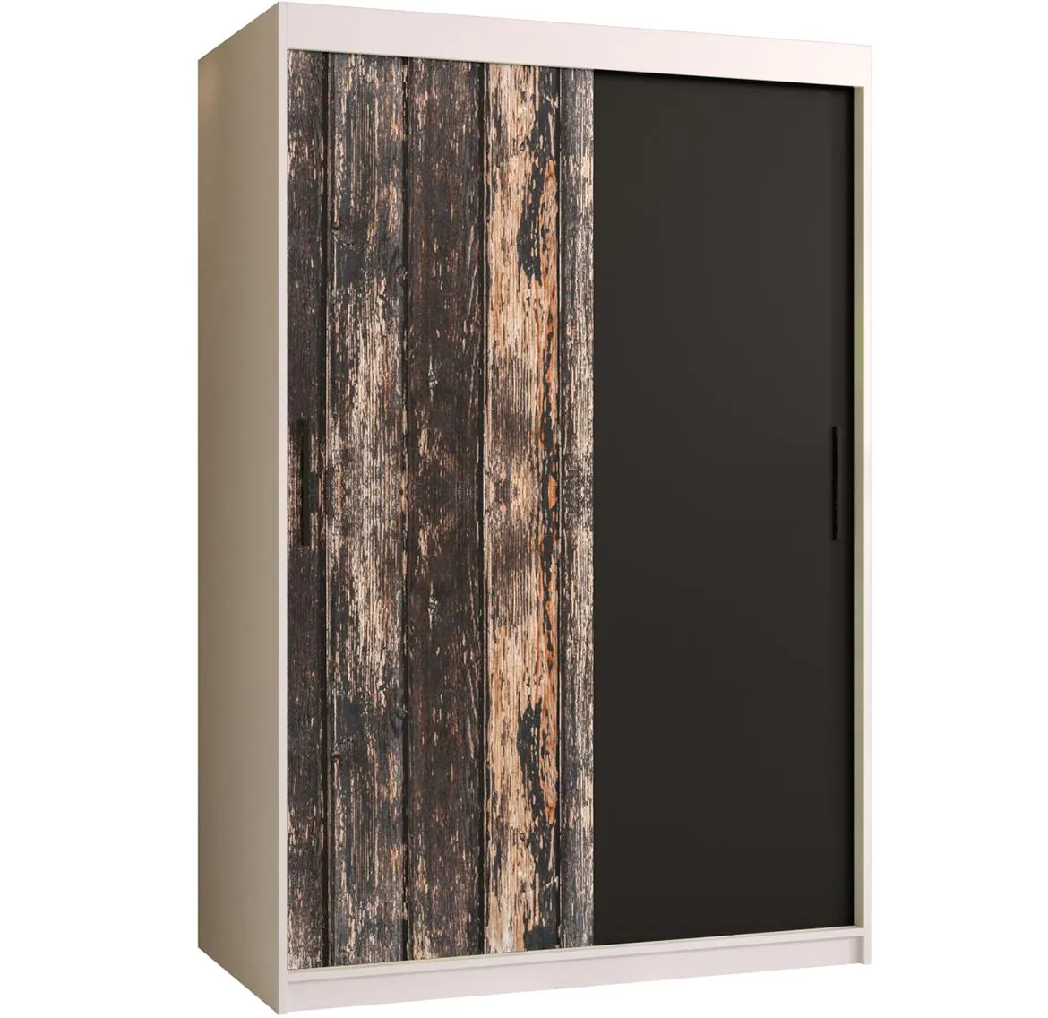 Rustic klizni ormar 2 vrata 120x62x200 cm rustik drvo/crno/beli