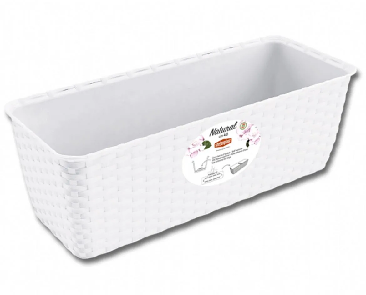 Saksija Natural 40x16x13 cm bela