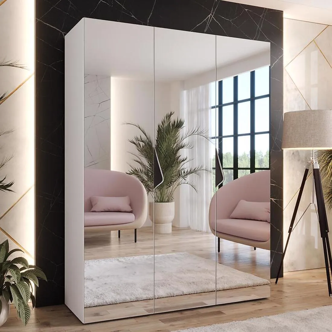 Sandi ormar 150x50x202 cm bela/crna