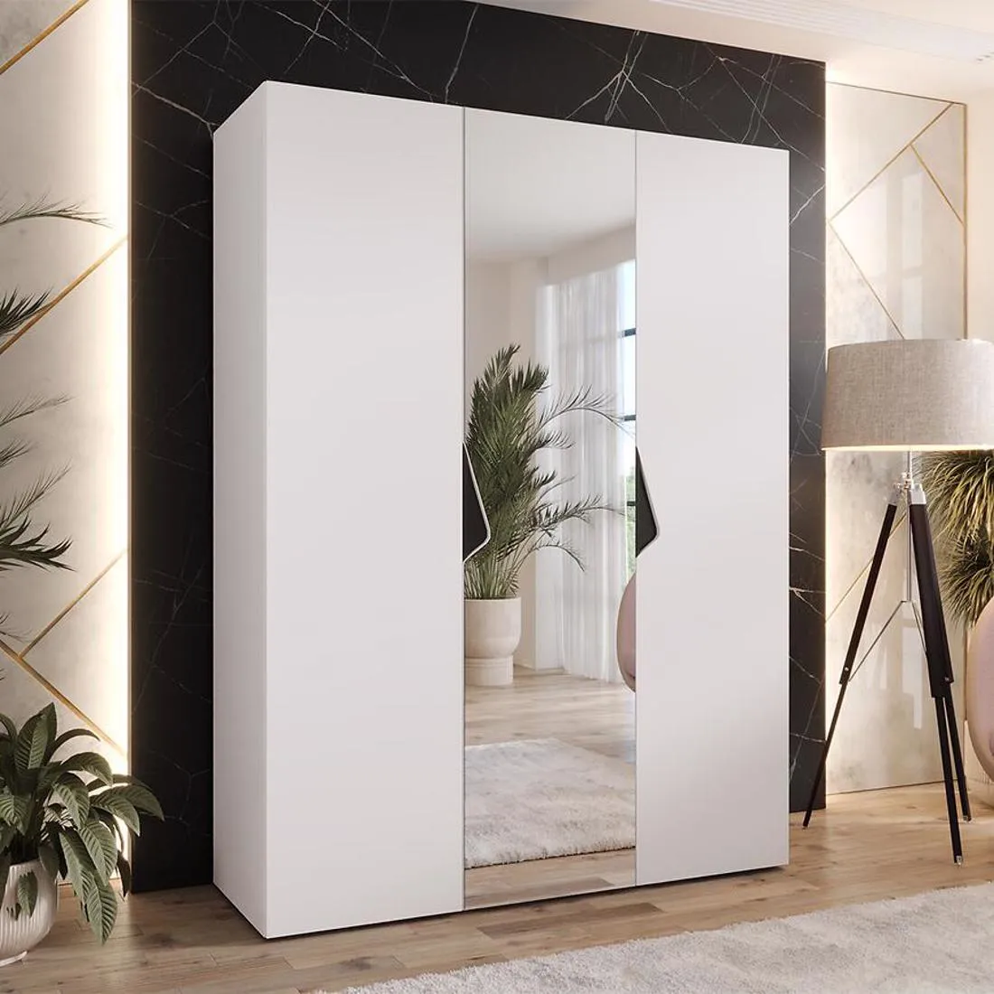Sandi ormar 150x50x202 cm bela/crna