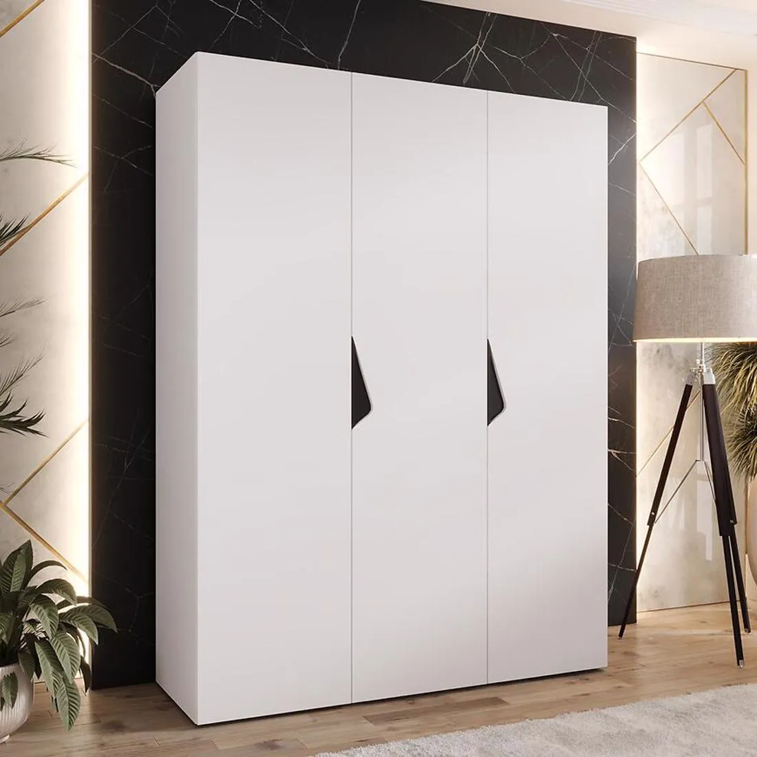 Sandi ormar 150x50x202 cm bela/crna
