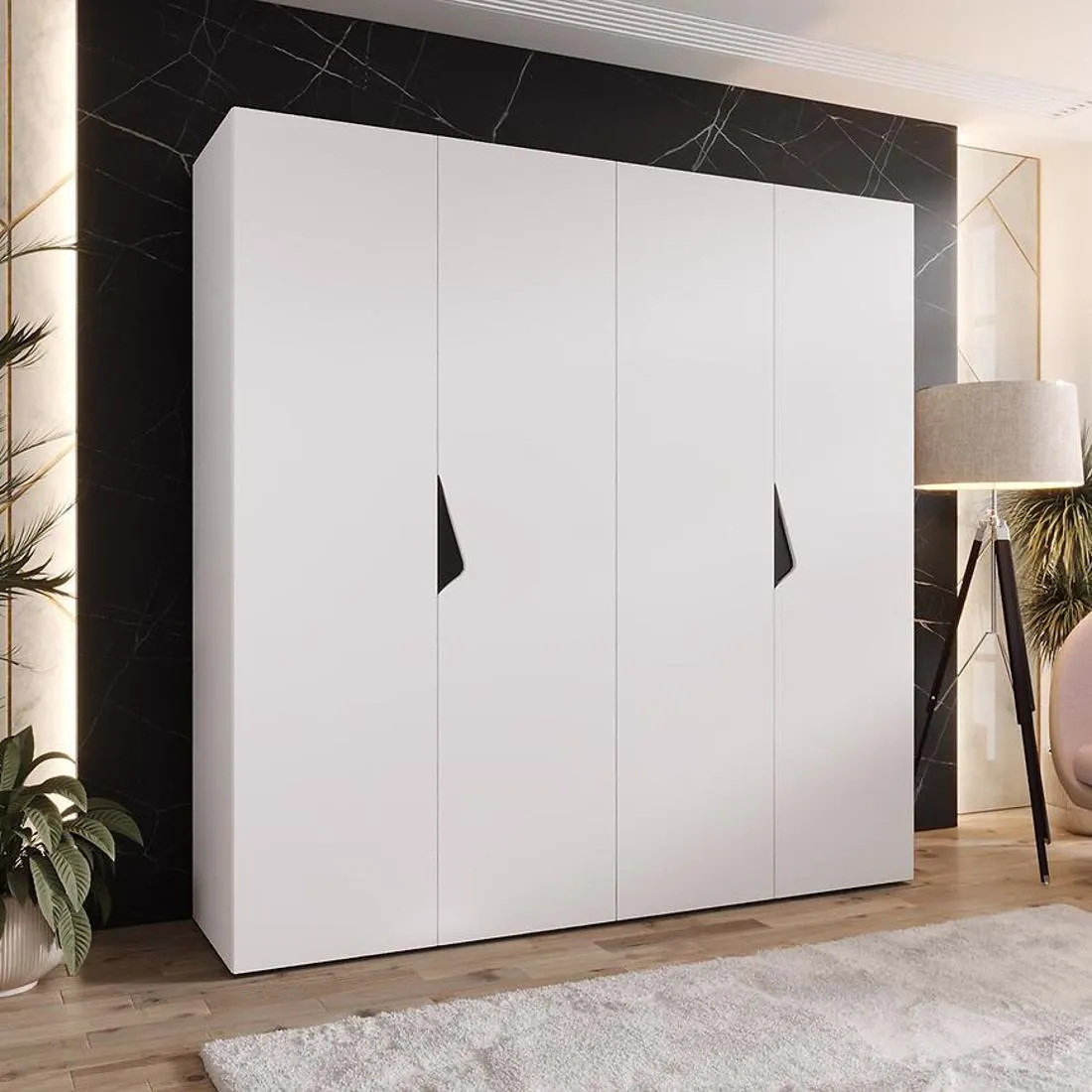 Sandi ormar 200x50x202 cm bela/crna