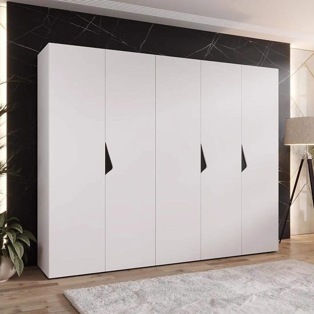 Sandi ormar 250x50x202 cm bela/crna