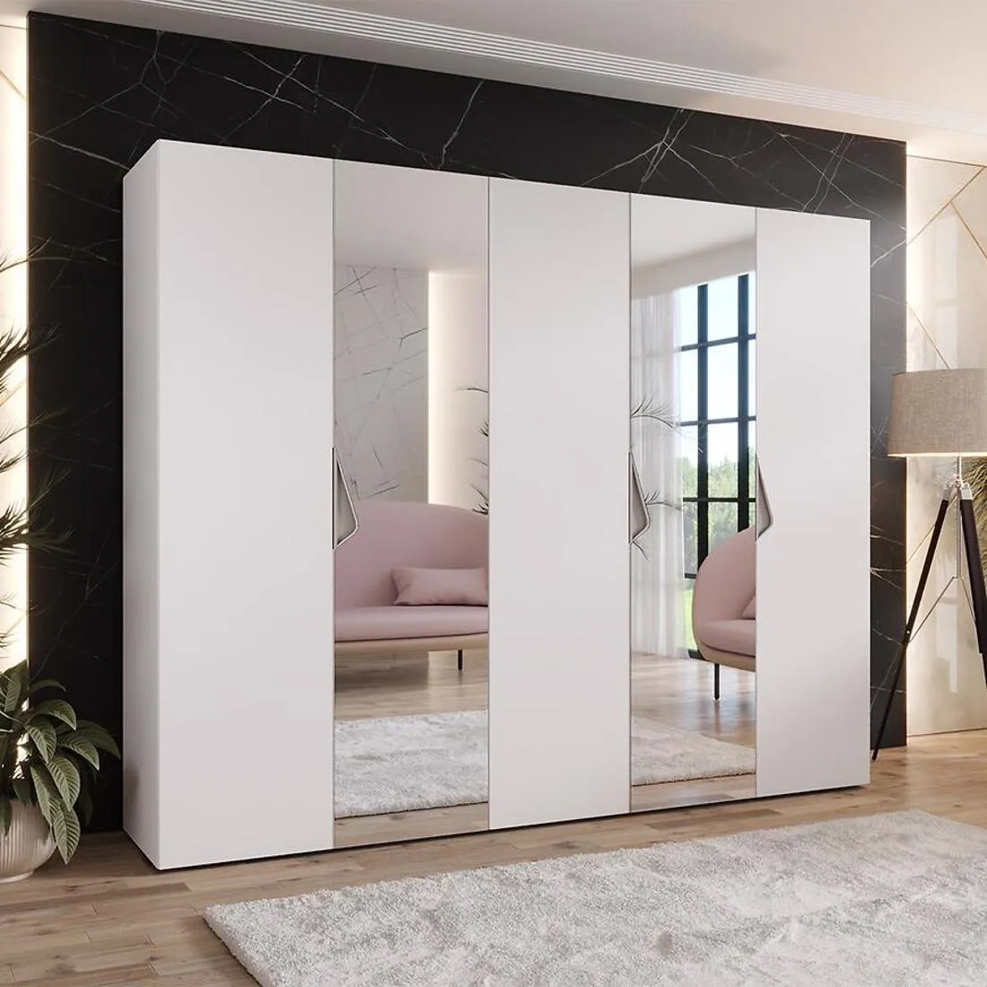 Sandi ormar 250x50x202 cm bela/kašmir