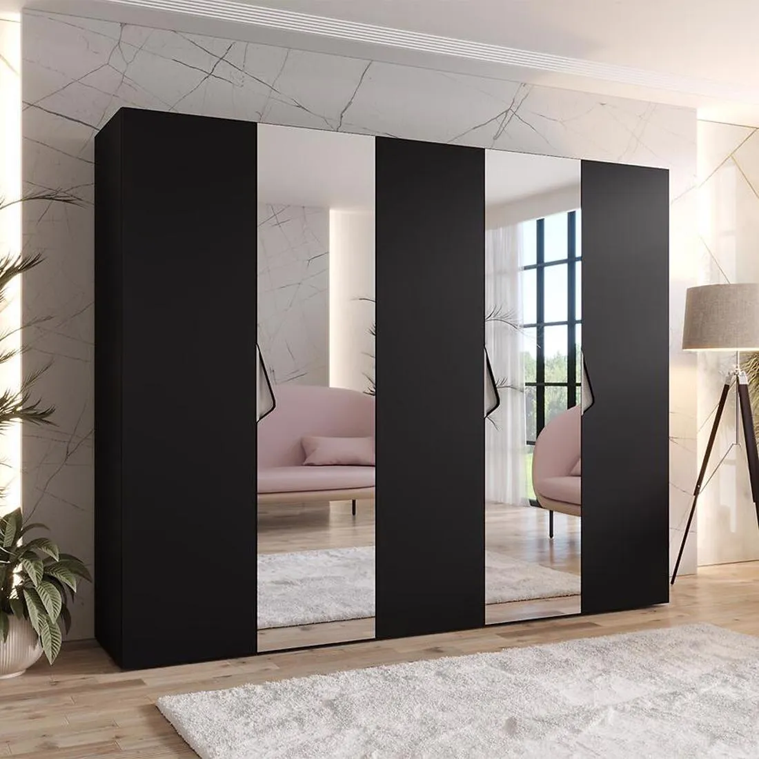 Sandi ormar 250x50x202 cm crna/kašmir