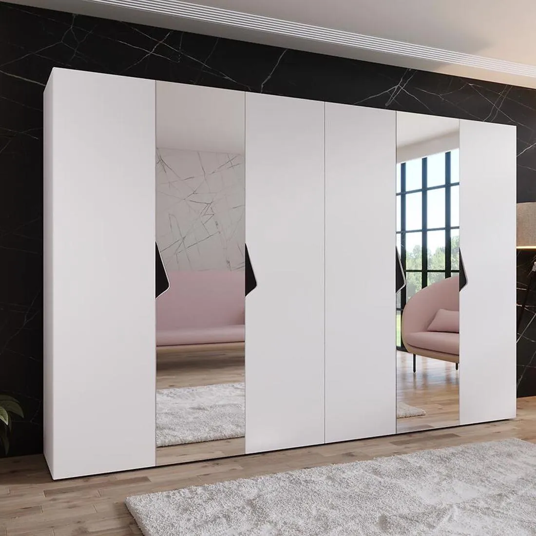 Sandi ormar 300x50x202 cm bela/crna