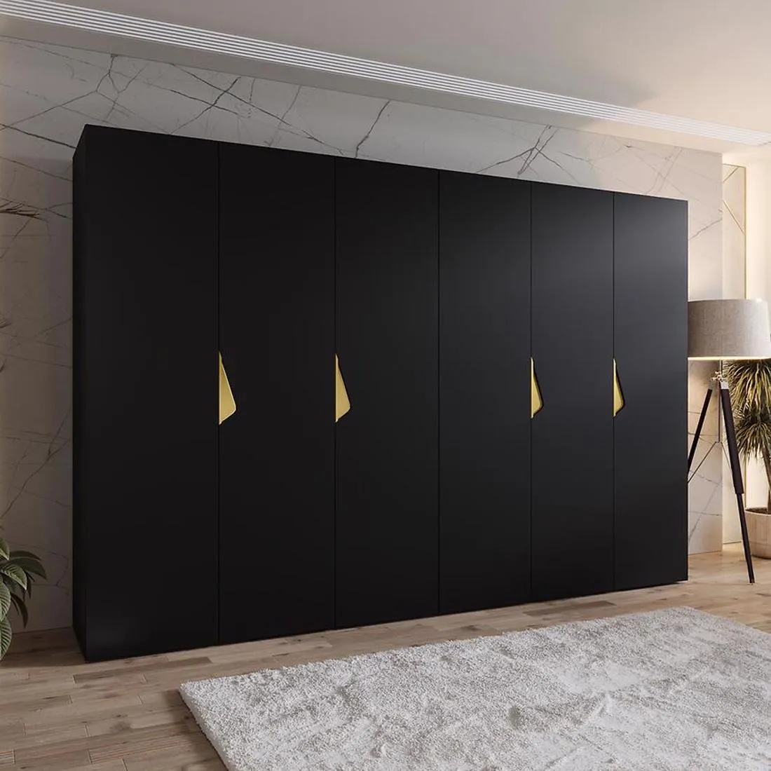 Sandi ormar 300x50x202 cm crna/zlatna