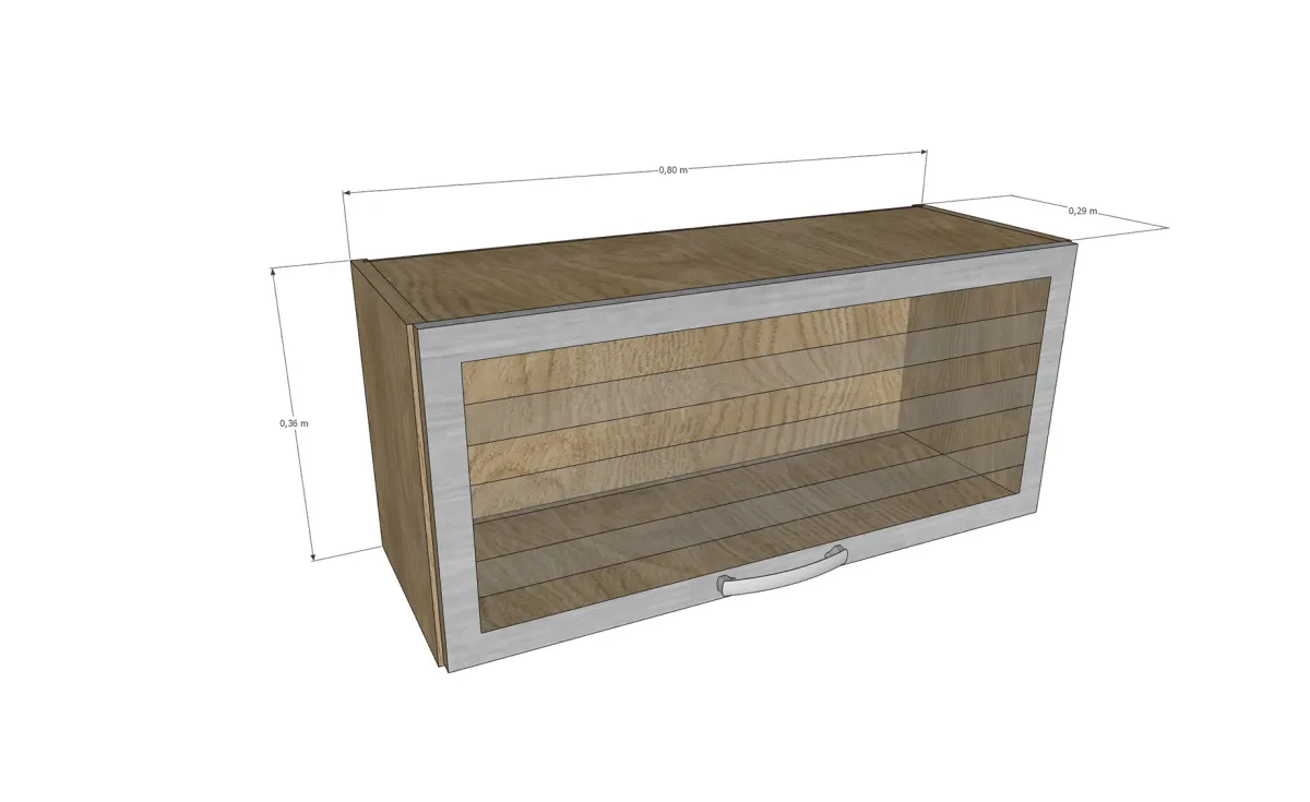 Sara viseći element 1 vrata staklena otklopna 80x29x36cm sivi hrast/beli