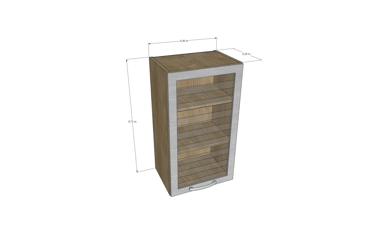 Sara viseći element 1 vrata staklo 40x29x72cm sivi hrast/beli