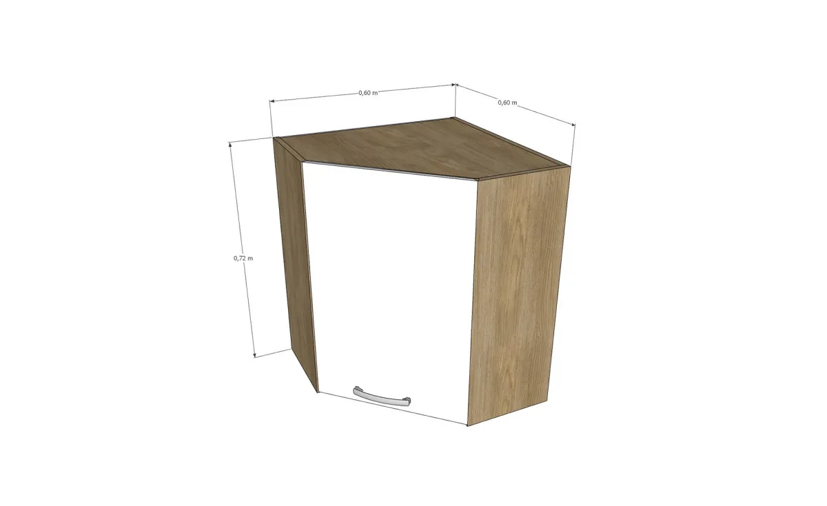 Sara viseći element ugaoni 1 vrata 60x60x72cm sivi hrast/beli