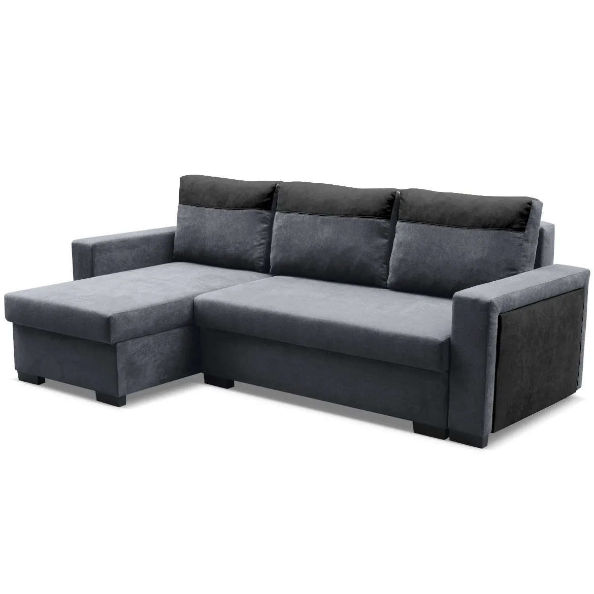 Savio ugaona garnitura sa ležajem i prostorom za odlaganje 234x140x89 svetlo siva/tamno siva reverzi
