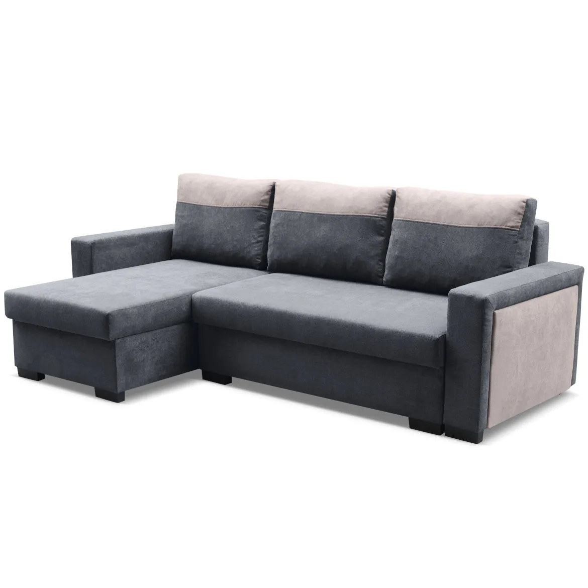 Savio ugaona garnitura sa ležajem i prostorom za odlaganje 234x140x89 svetlo siva/bež reverzibilna