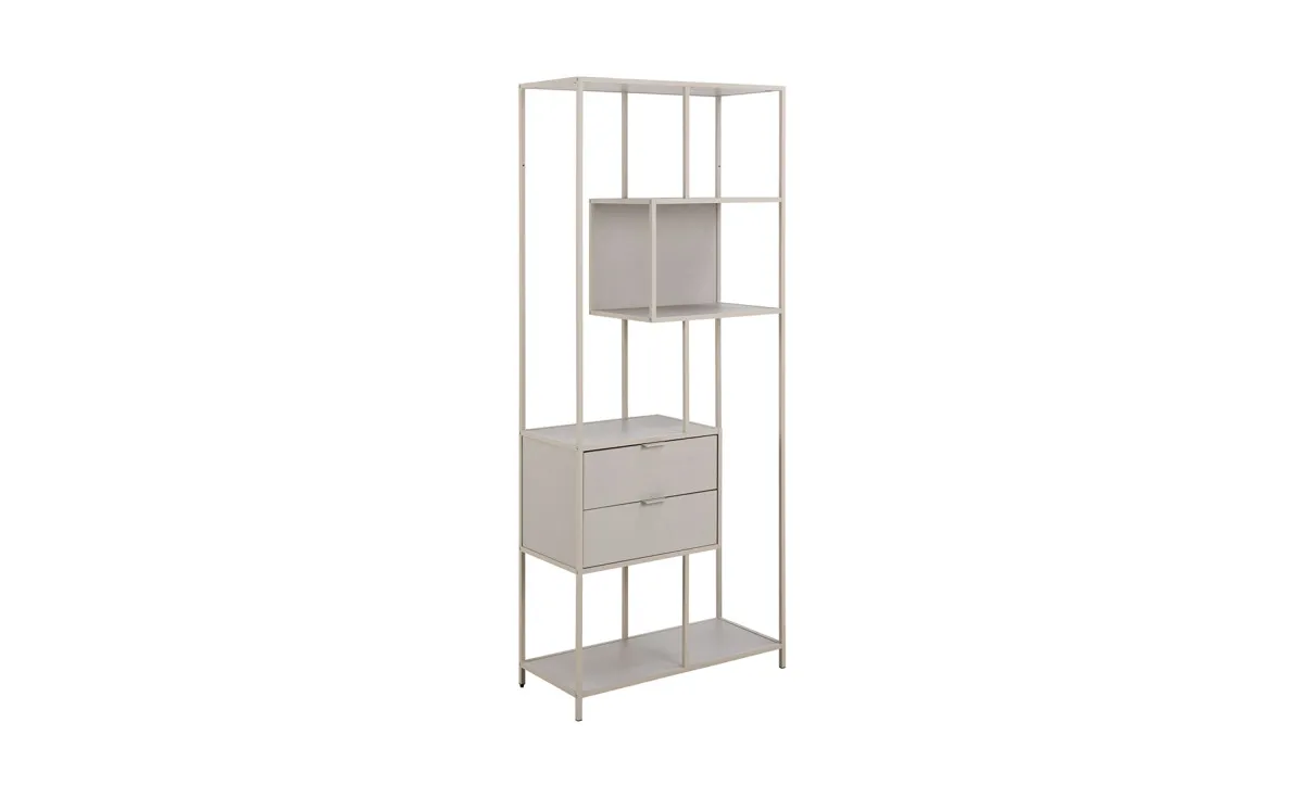 Seaford polica 2 fioke 77x35x185 cm siva