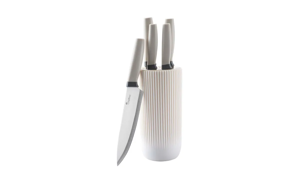 Set 5 noževa na stalku Cheffino beli