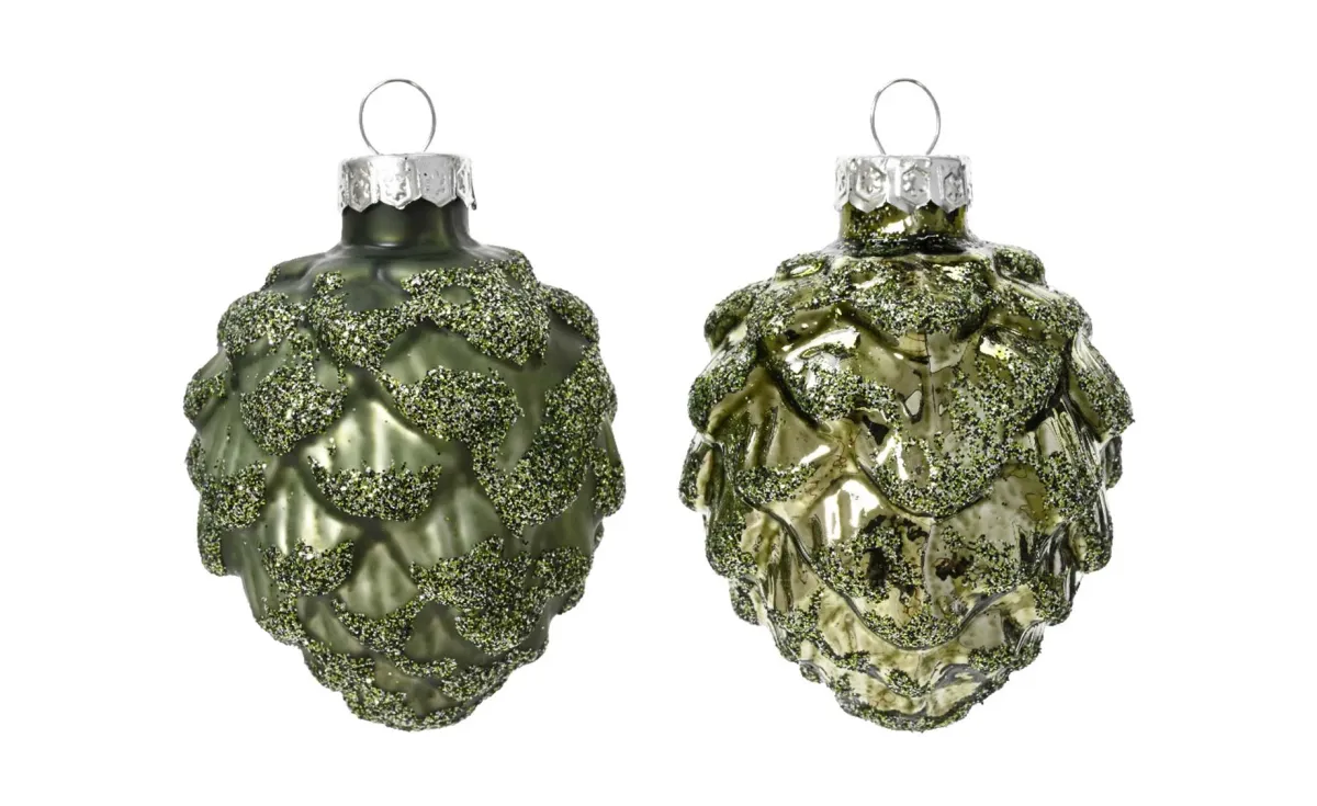 Set šišarki pinecone glass 6/1 green 5x7cm