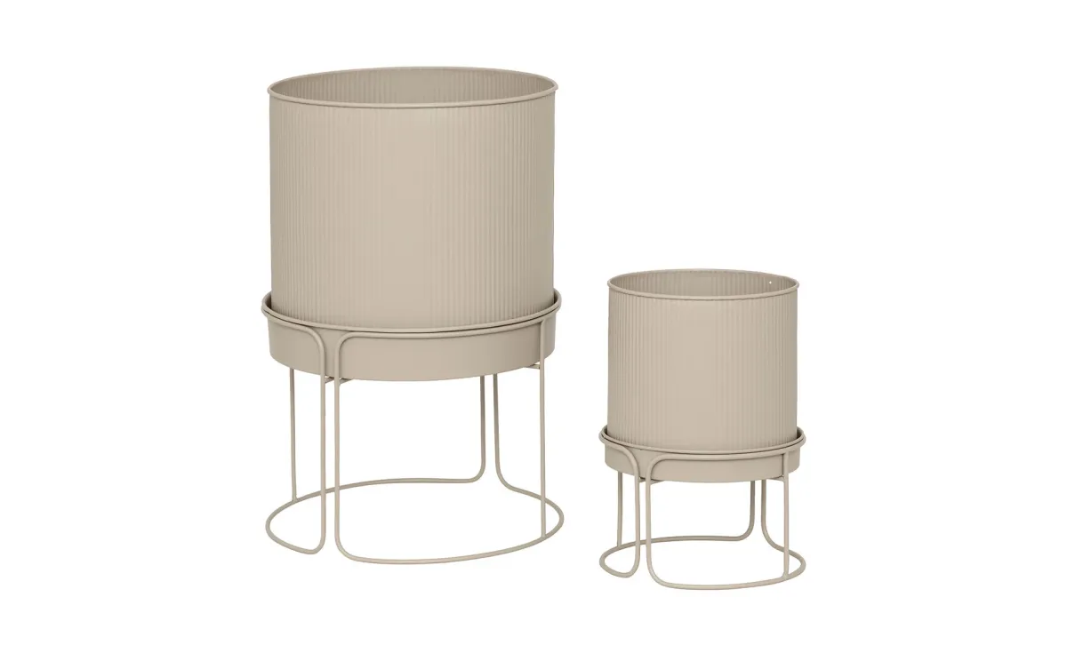 Set od 2 metalne saksije na stalku beige