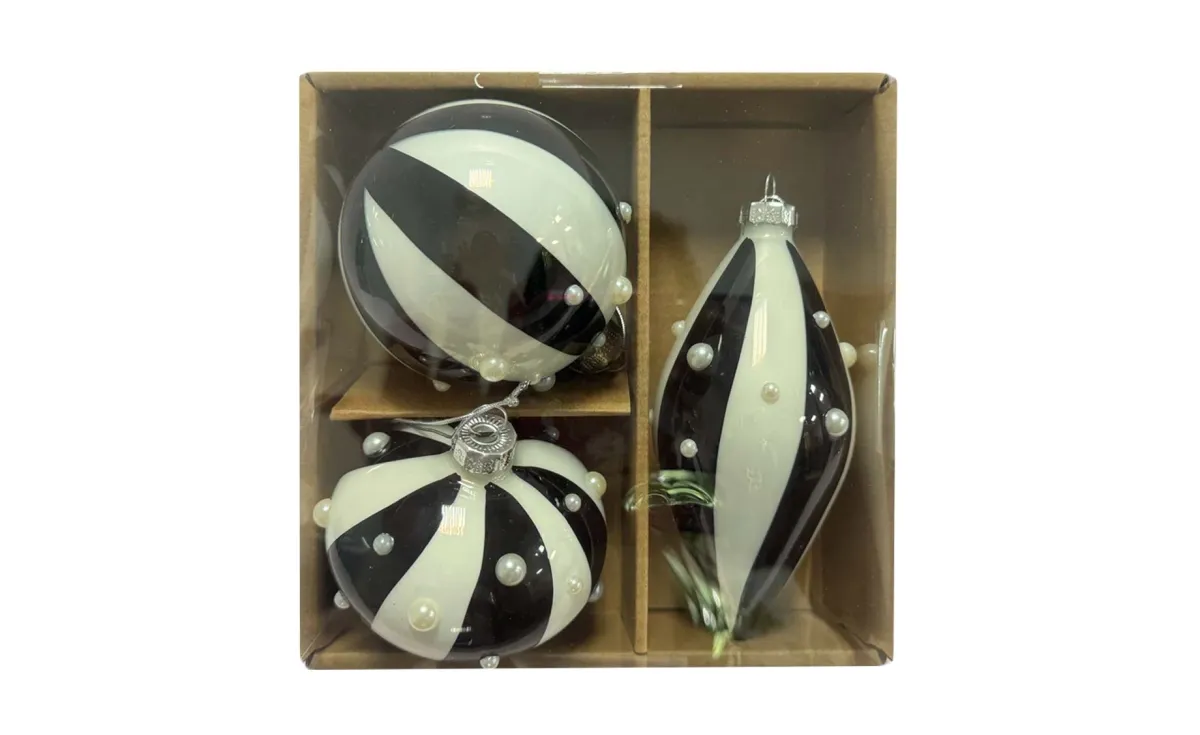 Set staklenih kugla 3/1 stripped black/white