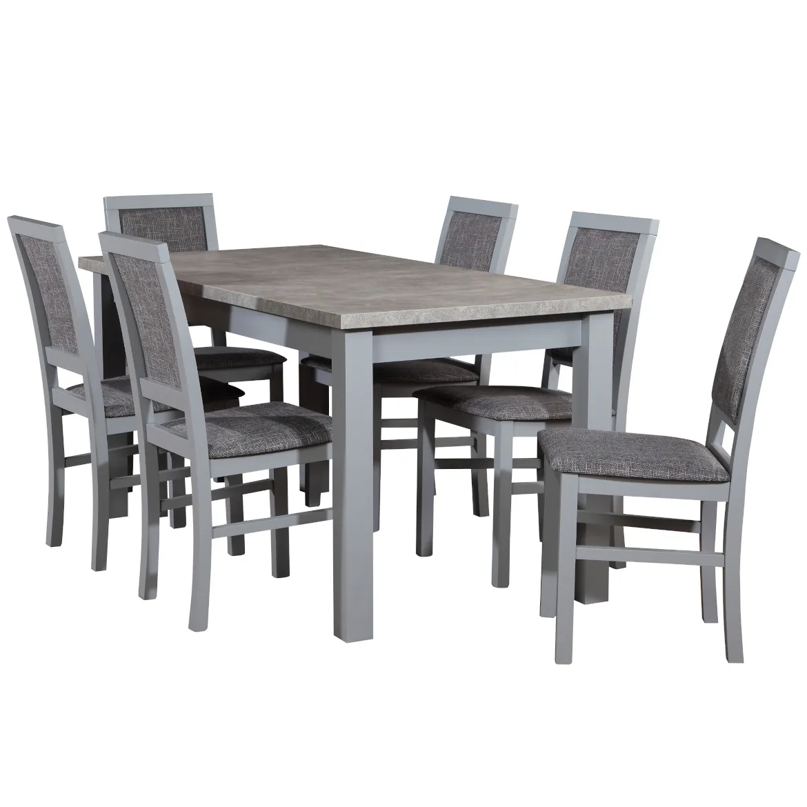 Set sto i stolice Maurycy 1 + 6 160x80 beton