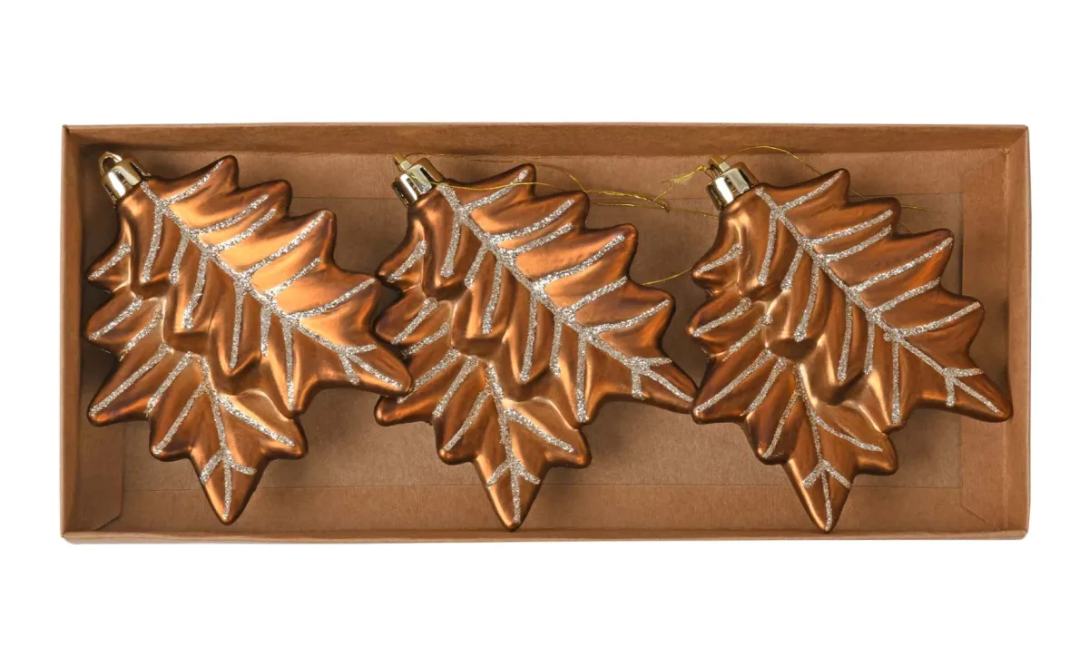 Set ukrasa leaves s/3 10cm brown