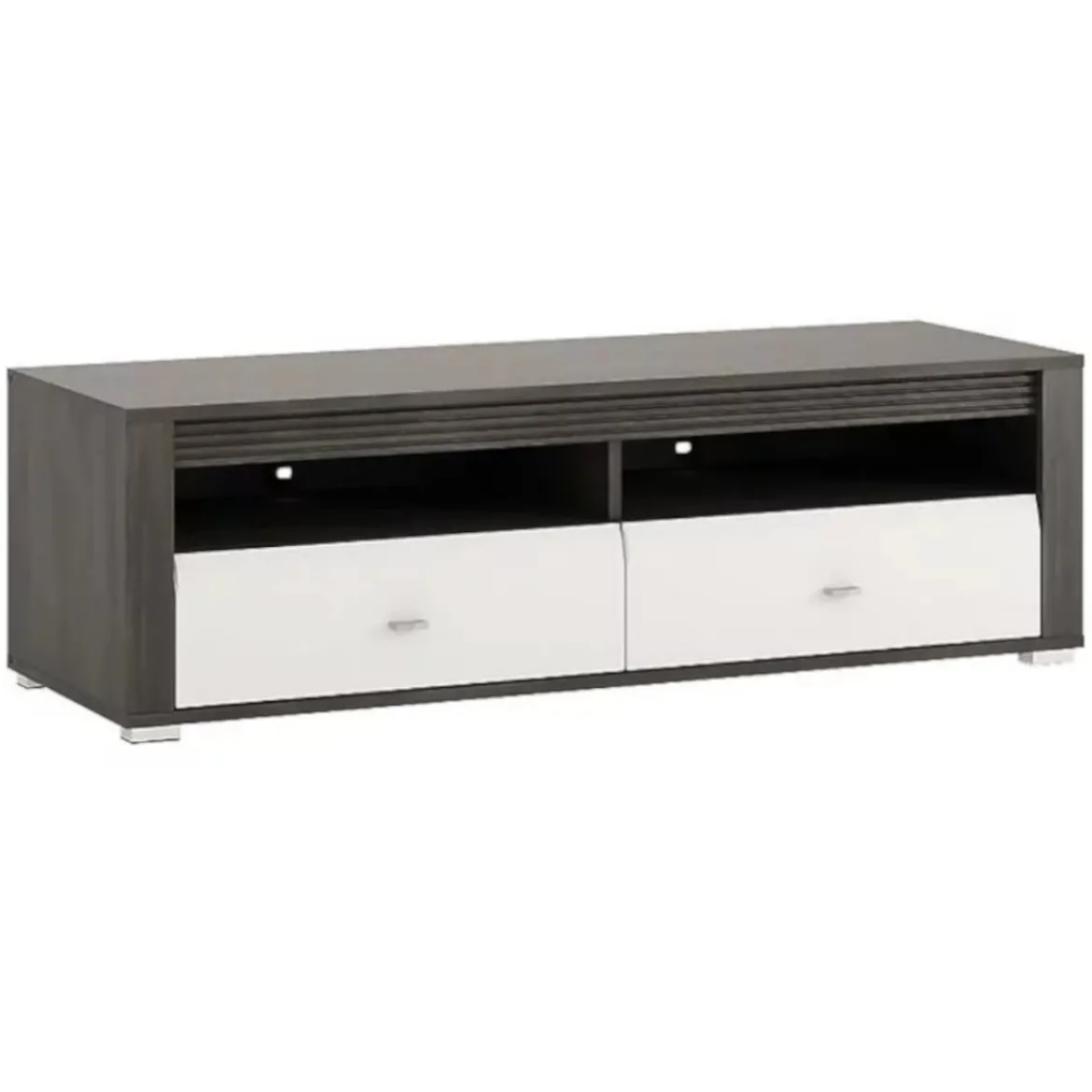 Sevilla TV komoda 2 fioke + 2 otvora 130x42x40 cm sivo/belo sjaj