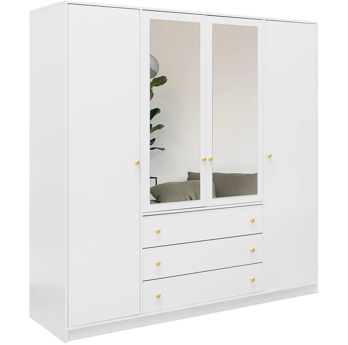 Siena D4 ormar 4 vrata/ogledalo+3 fioke 196x57,5x200 cm beli