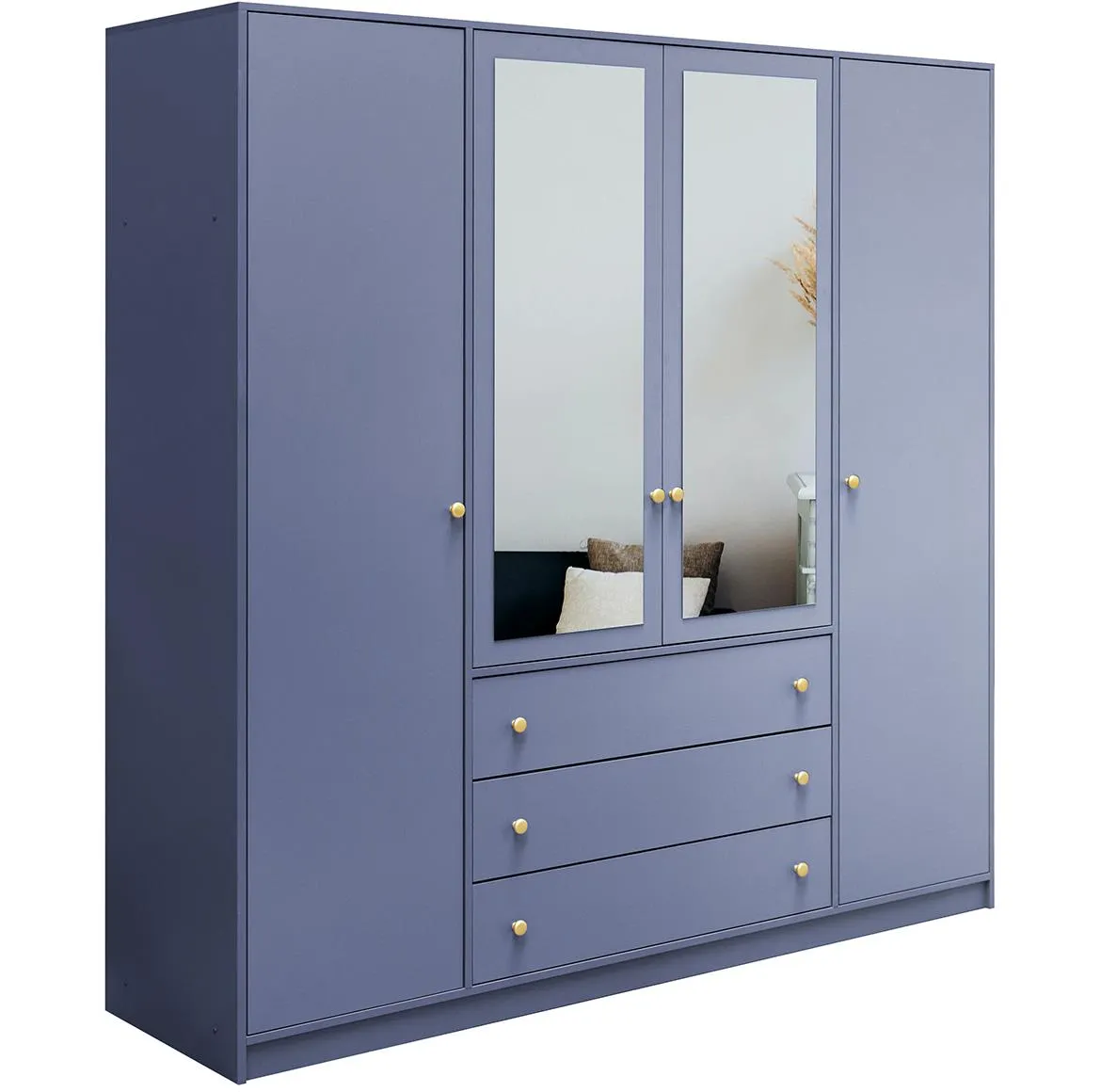 Siena D4 ormar 4 vrata/ogledalo+3 fioke 196x57,5x200 cm plavi