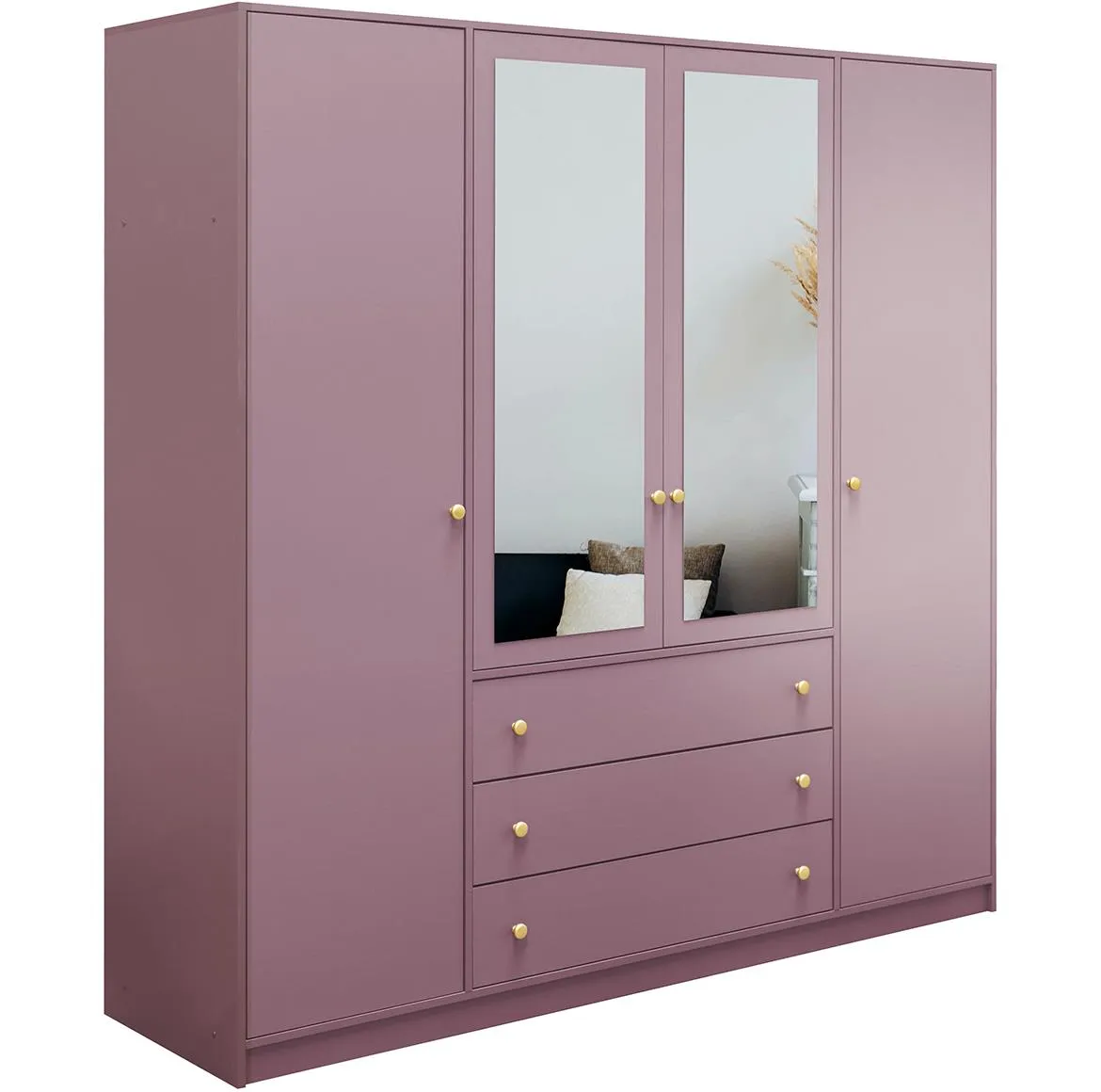 Siena D4 ormar 4 vrata/ogledalo+3 fioke 196x57,5x200 cm rozi