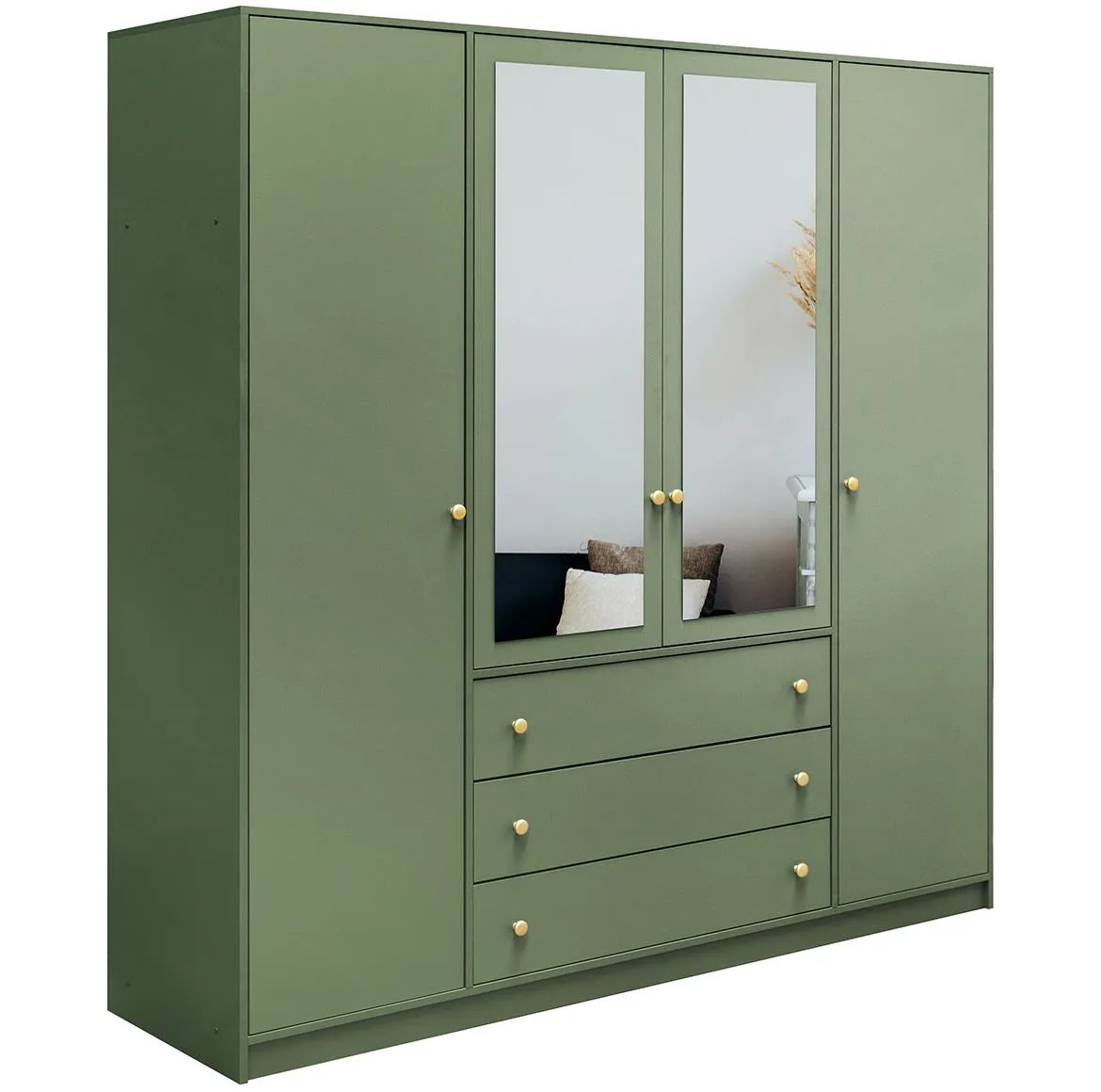 Siena D4 ormar 4 vrata/ogledalo+3 fioke 196x57,5x200 cm zeleni