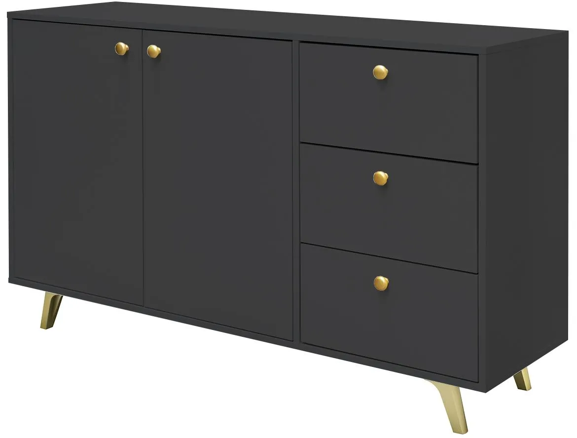 Siena komoda 2 vrata+3 fioke 140x41x86 cm crna