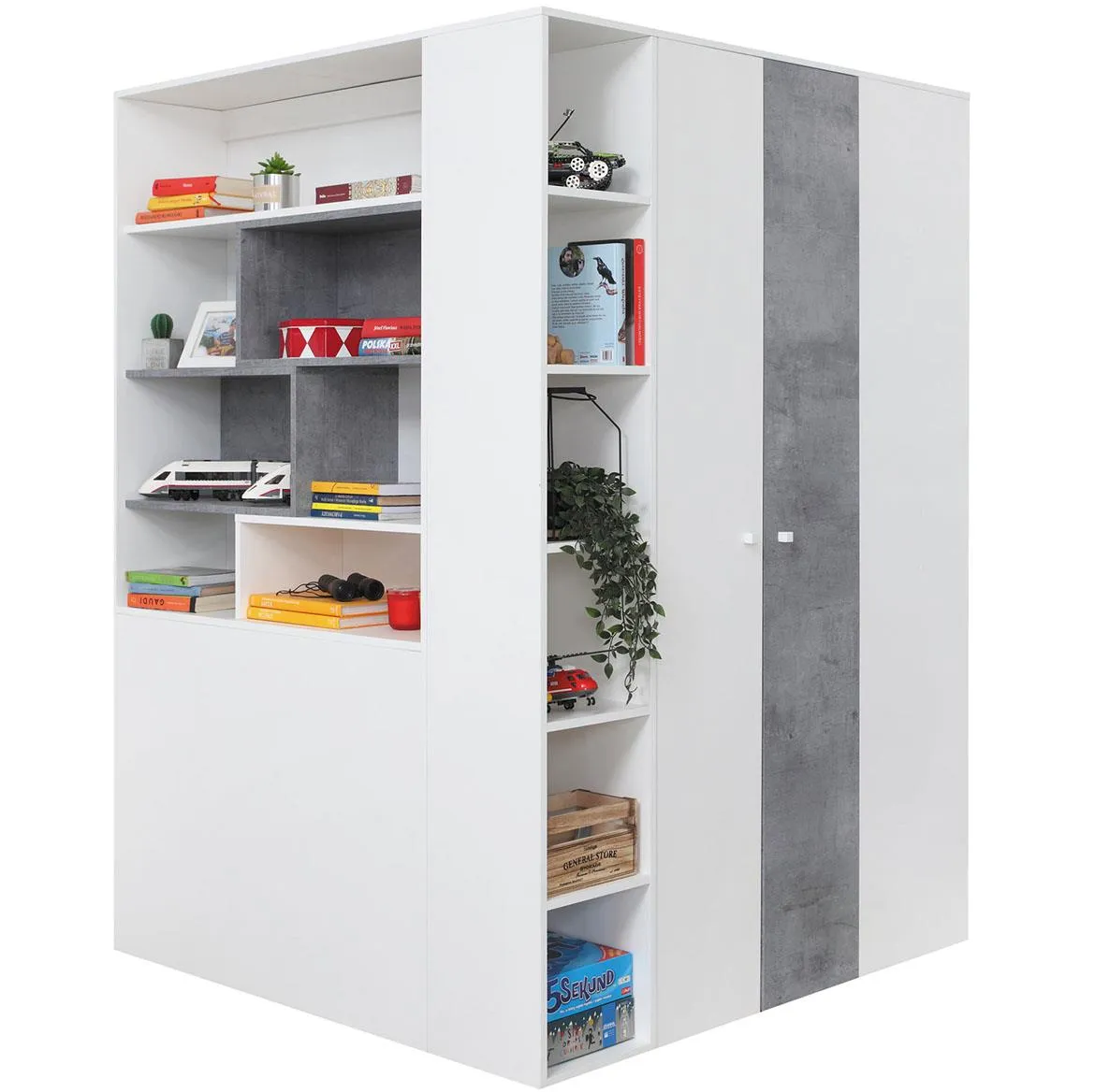 Sigma ormar 2 vrata+13 otvora 135x135x190cm beton/beli