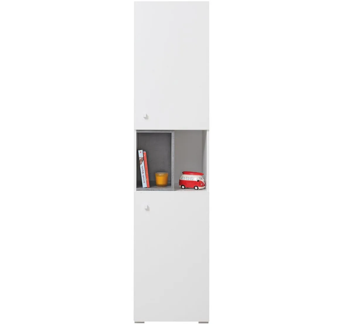 Sigma polica 2 vrata+2 otvora 45x40x190 cm beton/bela