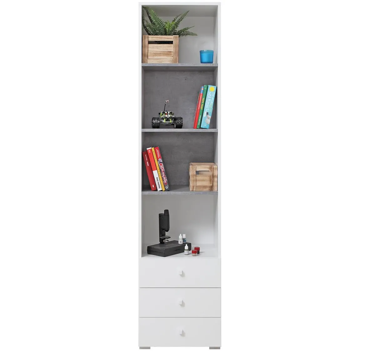 Sigma polica 3 fioke+4 otvora 45x40x190 cm beton/bela